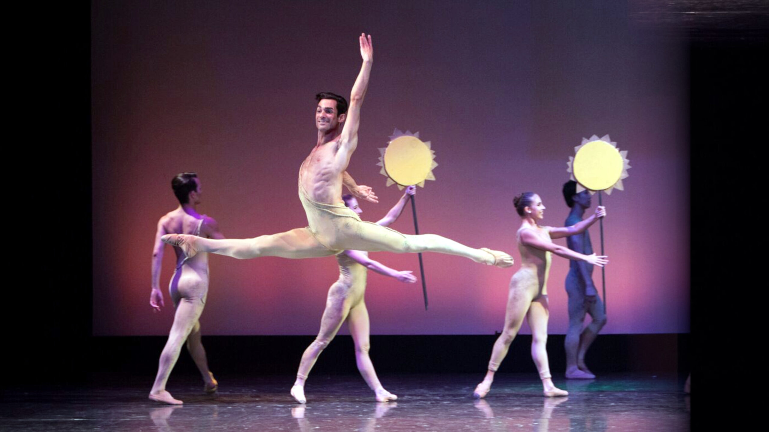 Family Ballet Series hero, male dance in mid leap