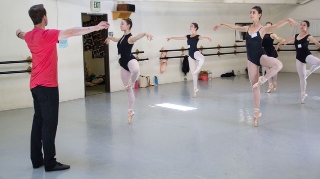 J Stafford teaching advanced ballet class